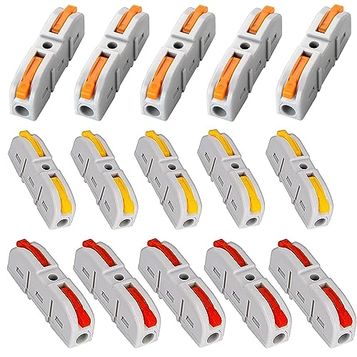 60Pcs Lever Nuts Wire Connectors, 1 to 1 Inline Electrical Lever Wire Connectors kit for Quick Connect 28-12 AWG