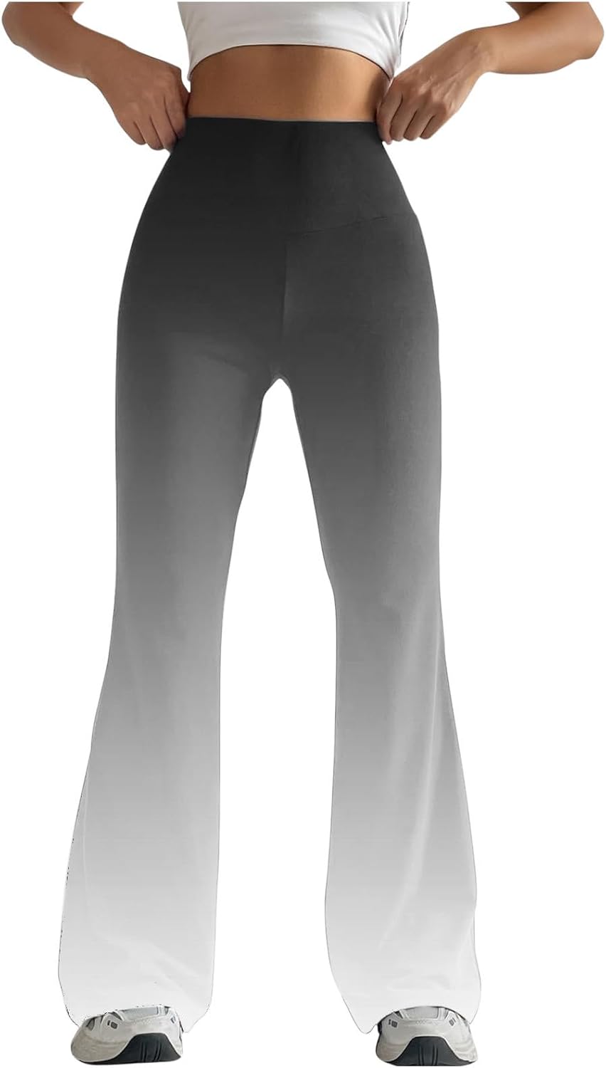 Gradient Color Flared Yoga Pants No Front Seam Leggings for
