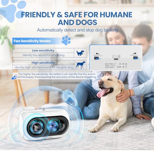 Bubbacare Anti Bell Gerät Hunde, Antibell Ultraschall Gerät bis zu 50 Fuß, 3 Einstellbare Stufen Antibell für Hunde, Bellkontrollgerät für den Innen- und Außenbereich