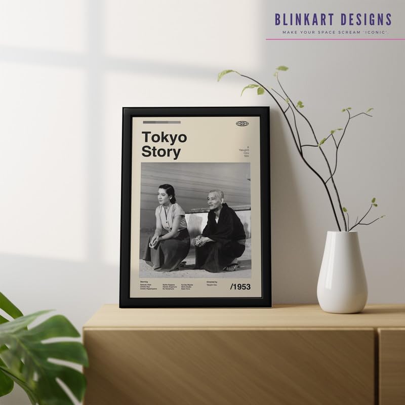 Image of BLINKART Tokyo Story Movie Poster Frame 8x12 Inch | Premium 300 GSM Paper Wall Print | Mid Century Vintage Film Artwork for Home, Bedroom, Living Room, Office | Framed Photo Decor
