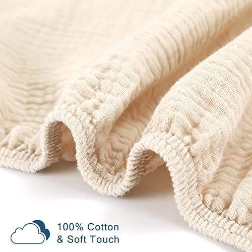 Image of GRSSDER 100% Cotton Muslin Crib Sheet 2 Pack - Breathable & Ultra-Soft Fitted Crib Sheets for Standard Baby & Toddler Mattresses, 52 inchx28 inch with 9 inch Deep Pocket, Snug Fit All-Around Elastic