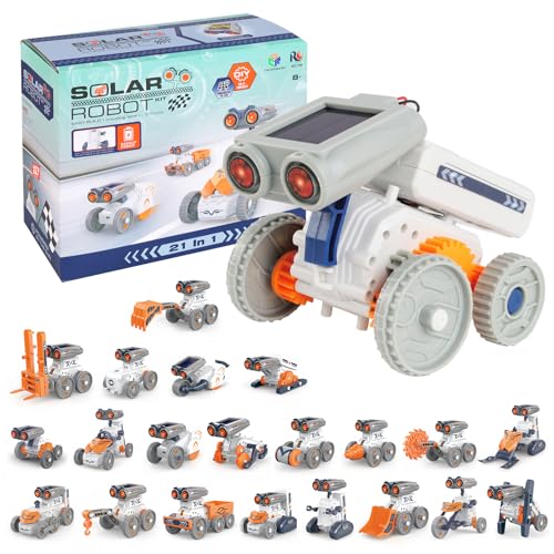 Bubuny Robot Solar Educativo 21 en 1, Juguetes Robots para Niños, Stem Kit de Montaje Robótico Accionamiento Dual Solar y de Batería para Niños y Niñas 8 9 10 11 12 Años