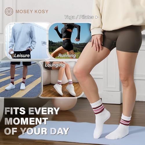 Image of Slouch Cotton Socks, Scrunch Thin Fashion Colorful Soft Breathable Crew Calf for Women and Men, 4 Pairs