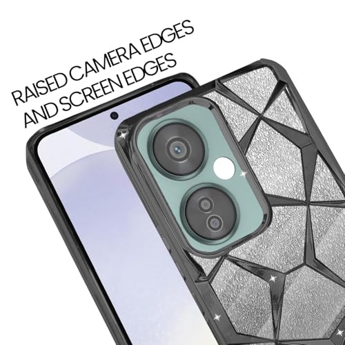 Image of Stylish Gradient Glitter Clear Case for OnePlus Nord CE 3 Lite 5G Luxury Electroplated 3D Cube, Diamond Bling Shiny Soft TPU Clear Shockproof Women & Teen Girls Protective Phone Cover (Black)