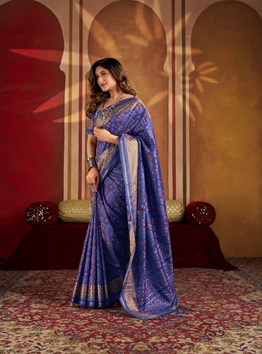 Image of MADHUHANSH Women's Cotton Silk Saree with Unstitched Blouse Piece Zari Weave and Floral Pattern | Heavy Embroidery Saree for Women | Interview Saree for Women | Readymade Blouse with Saree Set