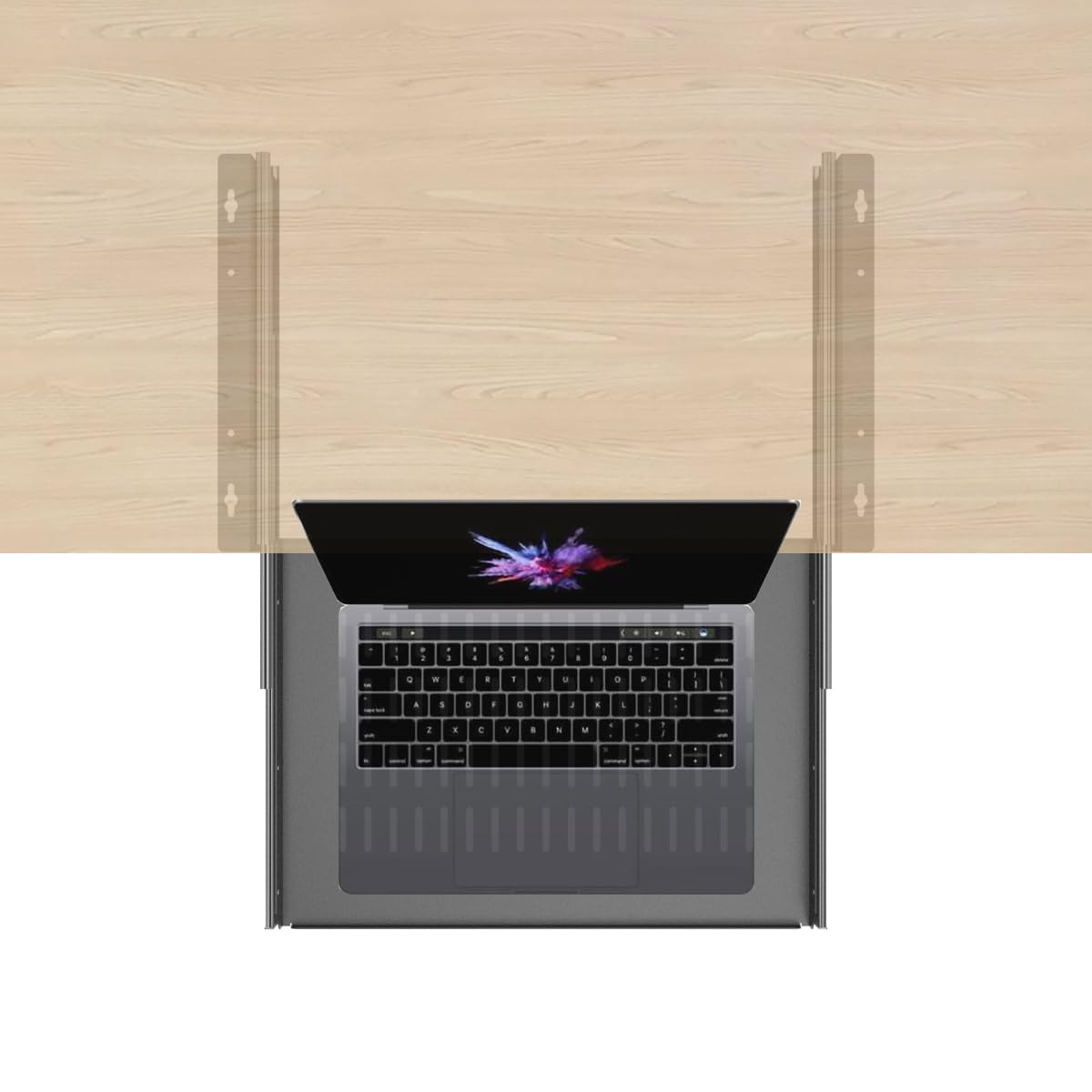 Mensola scorrevole sotto la scrivania per laptop con prese d'aria, vassoio scorrevole in metallo sotto la scrivania per laptop 19,0 "W x 6 cm H x 30,5 cm D (larghezza 40,6 cm)