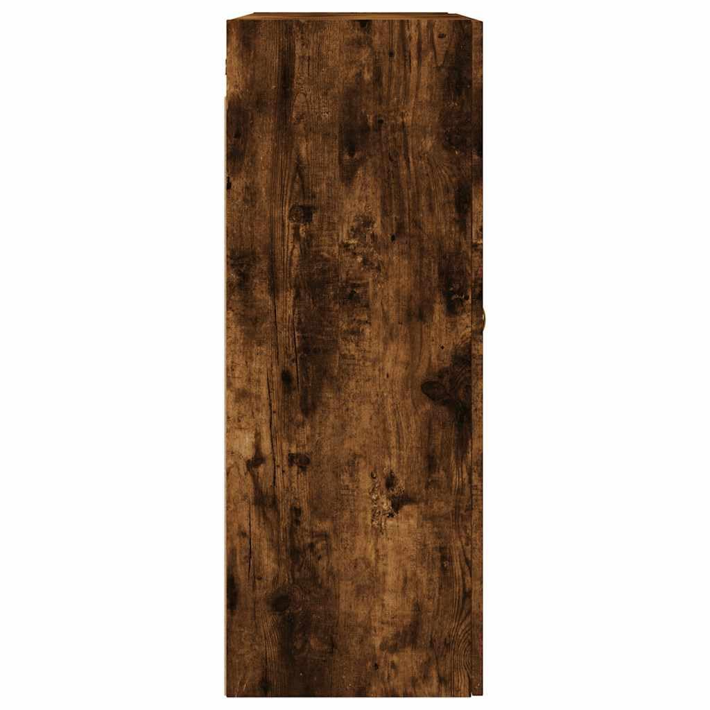 Meble ścienne, 2 sztuki dębu, dymu, 69,5 x 34 x 90 cm | Drewno wielowarstwowe, montaż na ścianie, drzwi z uchwytami, duża przestrzeń do przechowywania