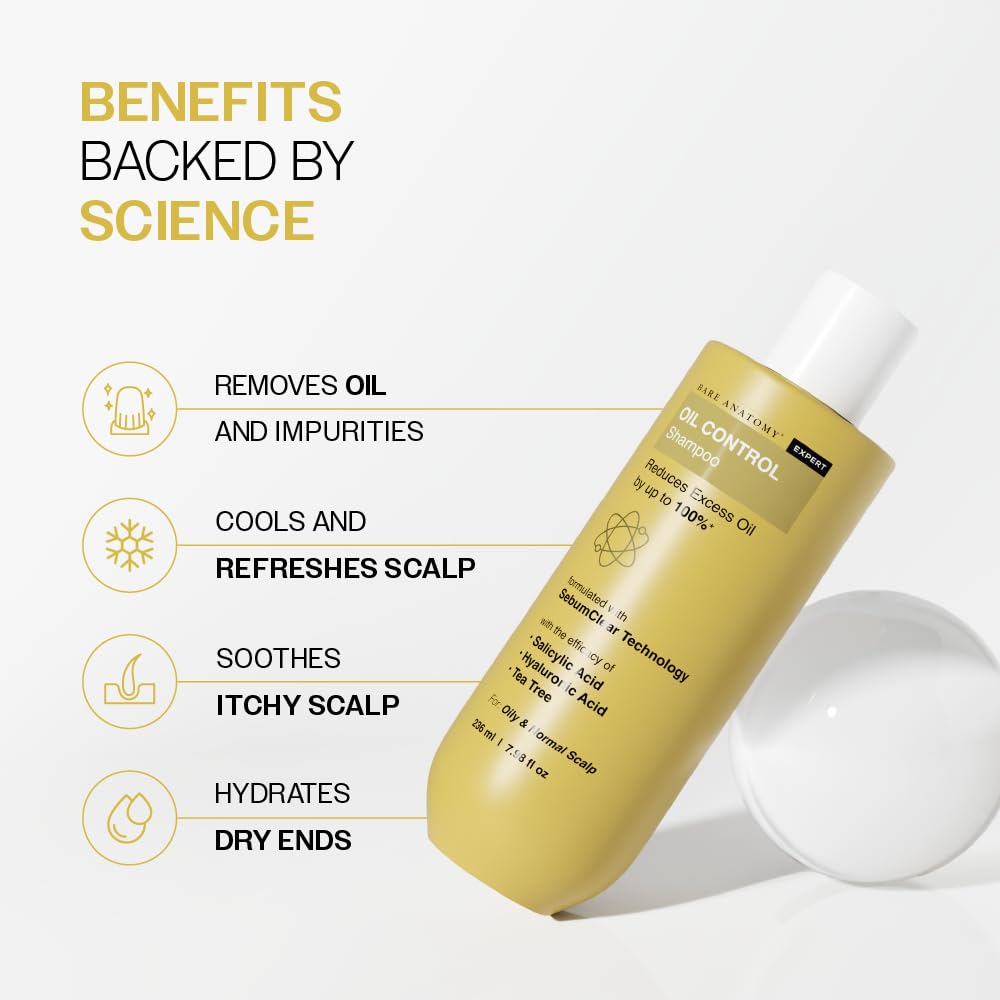 Bare Anatomy Oil Control Shampoo, Yellow, 236 ml (Pack of 1) - Image 3