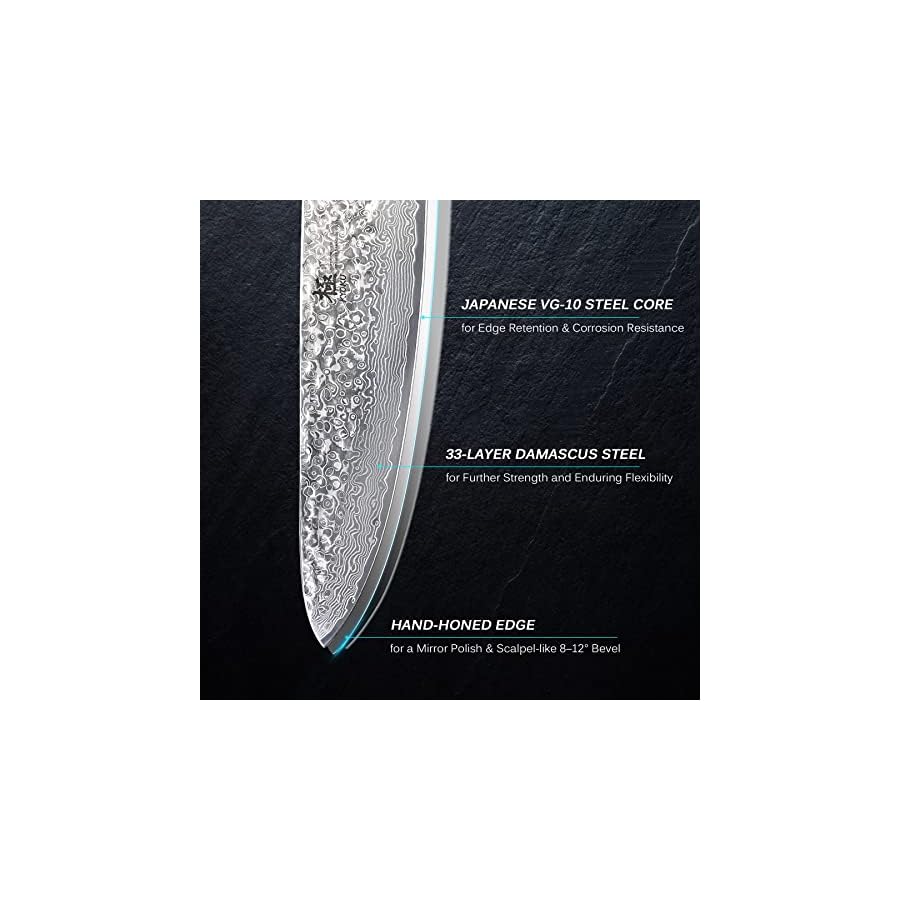 KYOKU-Chef-Knife-8-Japanese-VG10-Steel-Core-Hammered-Damascus-Blade-with-Sheath-Case KYOKU Chef Knife - 8"- Shogun Series Japanese VG10 Steel Core Hammered Damascus Blade Kitchen Knife - with Sheath & Case