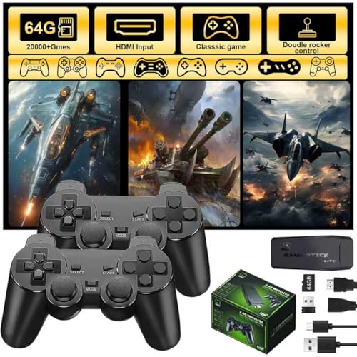 Polaring Retro Gaming Console, Game Stick,4K HDMI Output , 40,000+ Games and 23 Emulators, Dual 2.4G Wireless Controllers ,Plug and Retro Play Video Games for TV(64G)