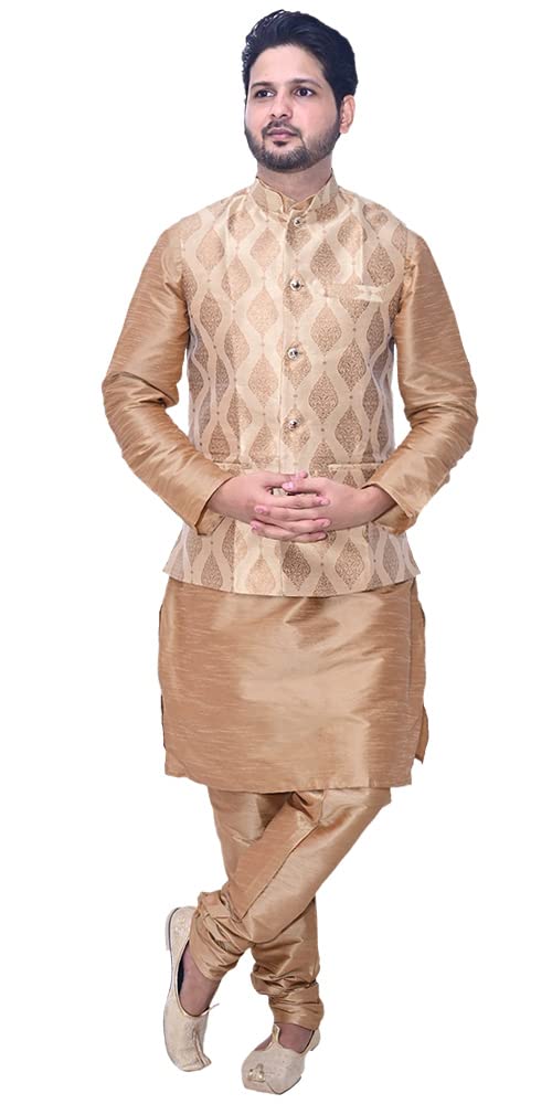 dishita Men's Silk Kurta Pajama Jacket/Waistcoat/Blazer Set-picture-13