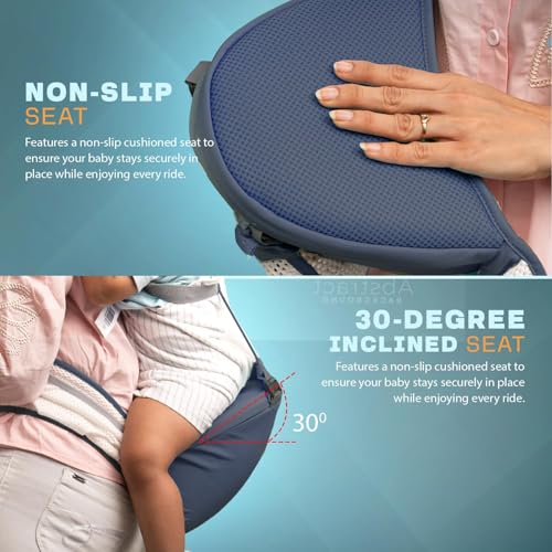 Image of BAYBEE Baby Carrier for 0 to 3 Years with Hip Seat, Breathable Mesh Fabric, 6-in-1 Carry Positions, Adjustable Shoulder Straps & Waist Belt, Max Weight Up to 15 Kgs, Newborn to Toddler Carrying Bag (Blue)