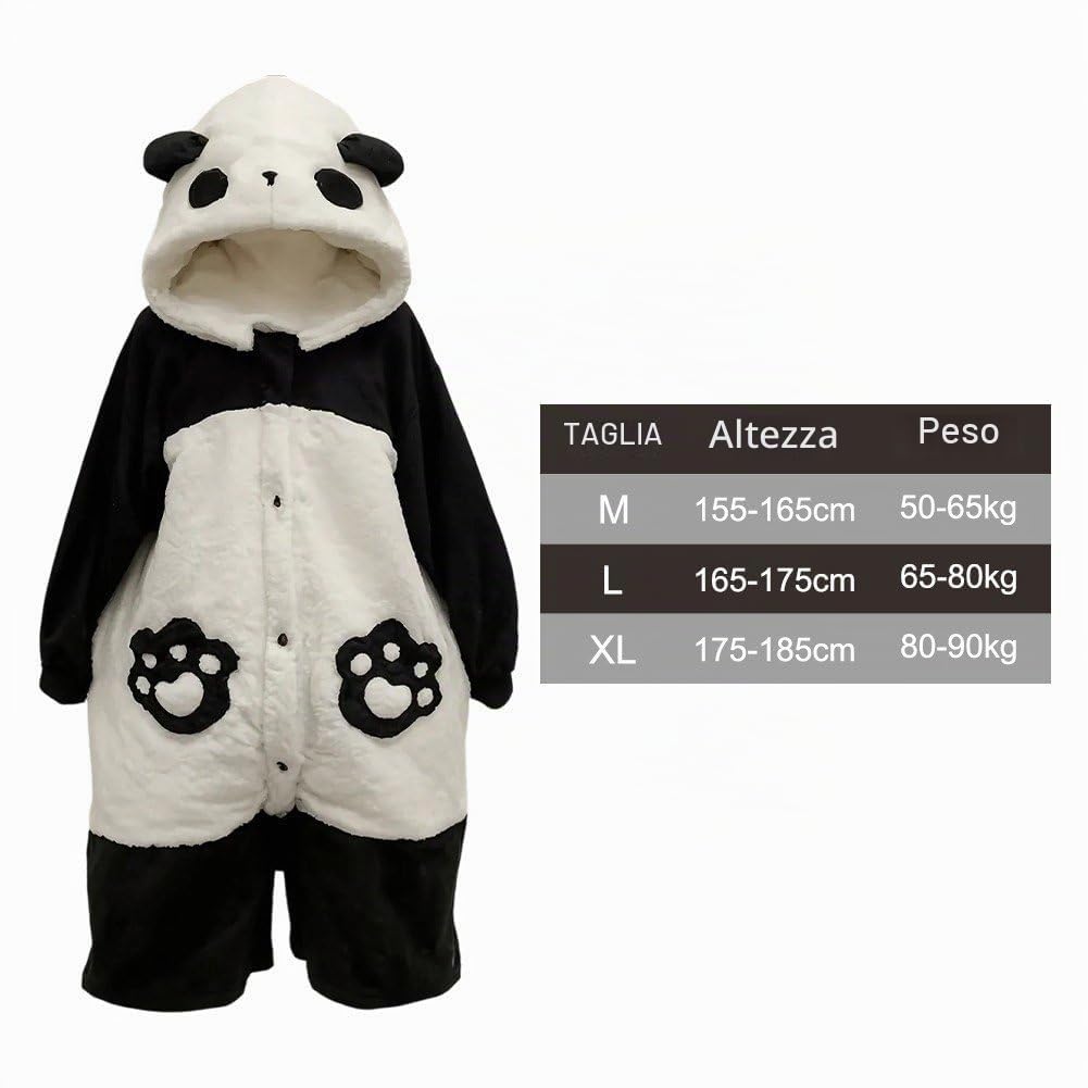 Pigiama per Adulti, Unisex, Costumi Panda, Tutine Animale, Pigiami Originali, Indumenti Notte, Tutine Cartone Animato Carine, Indumenti Notte per Animali, Tute, Costumi Cosplay di