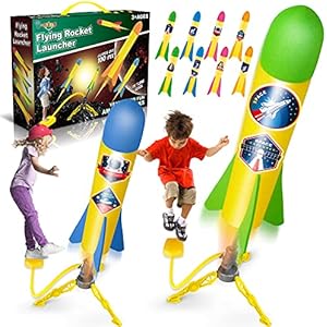 V-Opitos Rocket Launch Toy for Kids 2 Pack Stomp Launchers with 8 Colorful Foam Rockets Top Outdoor Game for Kids Ideal