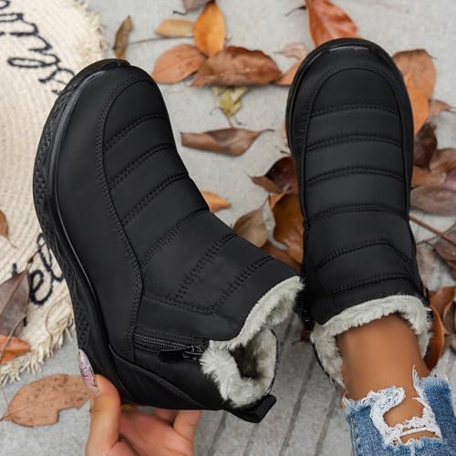 Fur Lined Boots for Women Lightweight Waterproof Winter Snow Boots 2025 Comfortable Fuzzy Warm Ankle Booties Outdoor Walking Shoes3