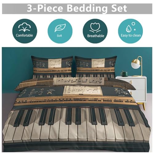 Housse de couette 218x177 cm avec 2 taies d'oreiller de 3 pièces - 6