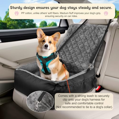 SIVEIS Hunde Autositz für Kleine / Mittelgroße Haustiere – Kuscheliges Plüschbett mit Aufbewahrungstasche, Kratzfester Sitz für Rück- & Vordersitz, Inklusive Anschnallgurt