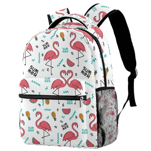 Sac à dos adolescents pour le collège et le voyage à motif flamant rose