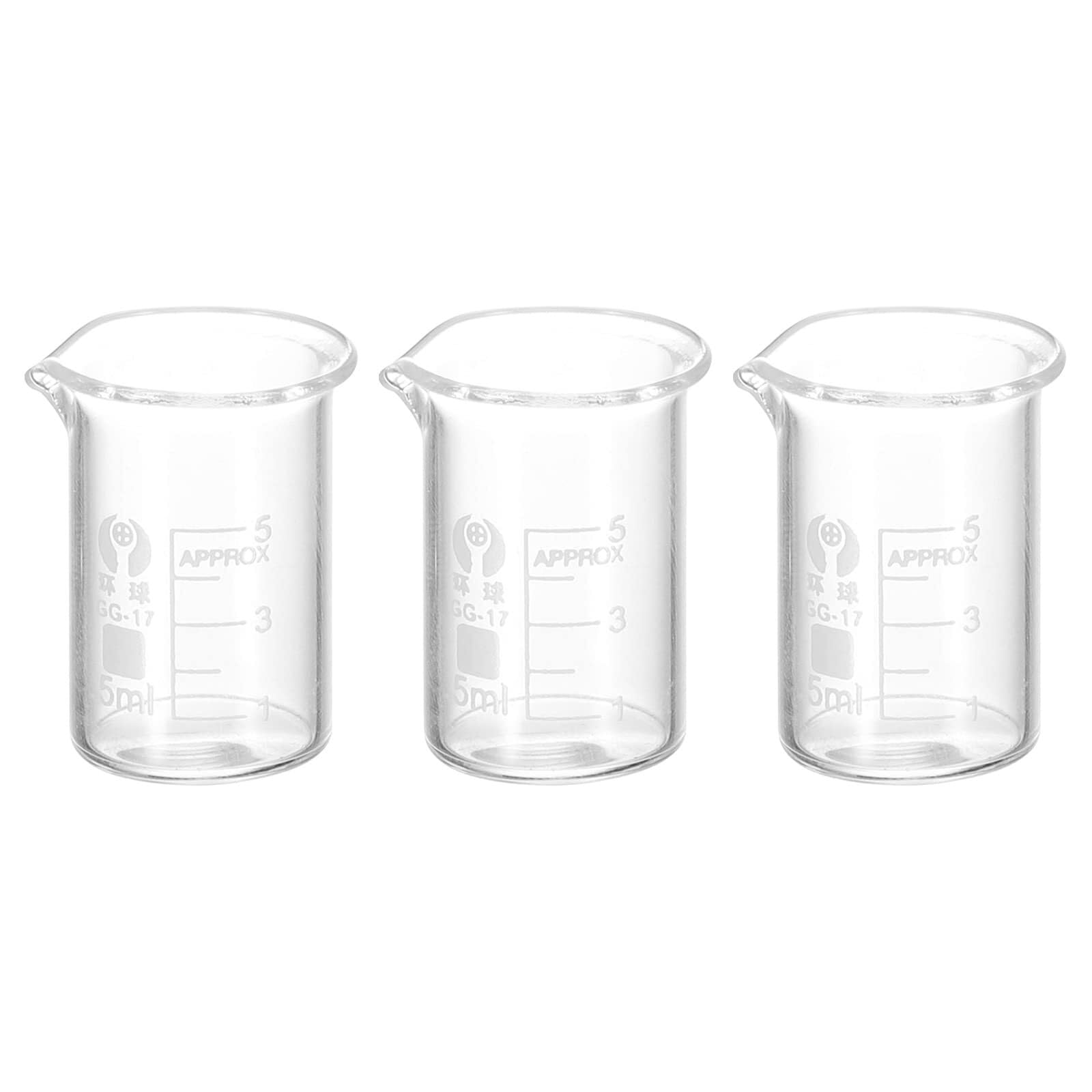 Zlewka laboratoryjna, Zlewka ze szkła borokrzemianowego o małej pojemności 5 ml, wylewka z podziałką, 20 x 31 mm, 3/10 szt., do użytku w laboratorium kuchennym