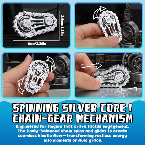 Image of 5PCS Fidget Toys Bluk, Fidget Slider Ring Figette Cube Pad Finger Bike Chain Keyboard for Stocking Stuffers Stress Anxiety for Adult