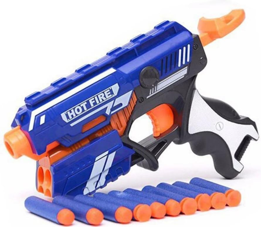 Barodian's Manual Soft Bullet Shooting Pistol Toy for Kids - Multicolor ABS Plastic & Rubber - Safe & Fun Outdoor/Indoor Play