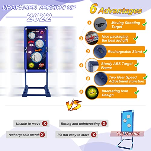 Kaufam Gun Toy Gift For Boys Age Of 4 5 6 7 8 9 10 10+ Years Old Kids Girls For Birthday With Moving Shooting Target 2 Blaster Gun And 18 Foam Balls Compatible With Nerf Guns #TOP2