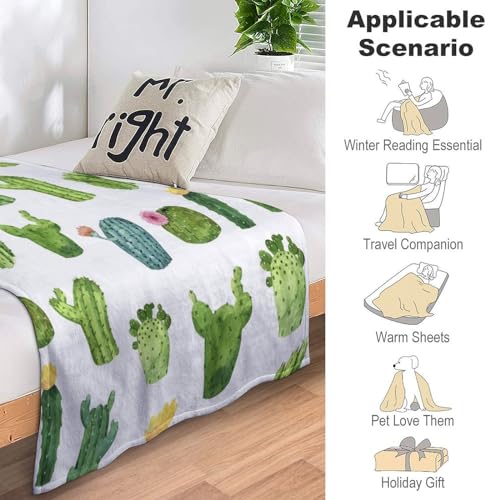 Couverture polaire cactus vert grand plaid canapé et lit 150x200 - 8
