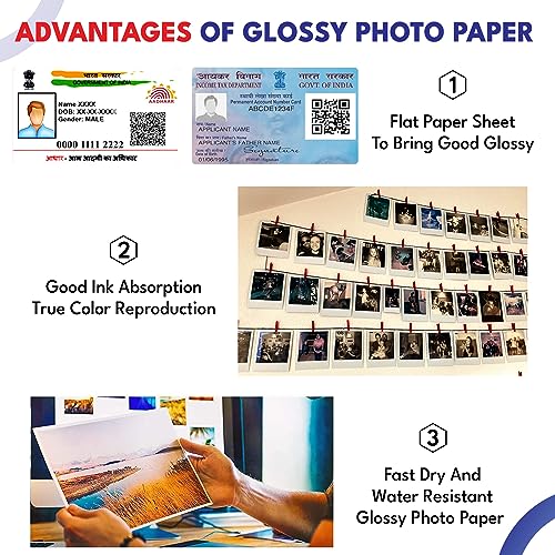 Image of Korean Photo Glossy Inkjet Paper A4 Size - White,Vibrant, Crisp, Smudge Proof, Dry Fast : 210 GSM 50 Sheets
