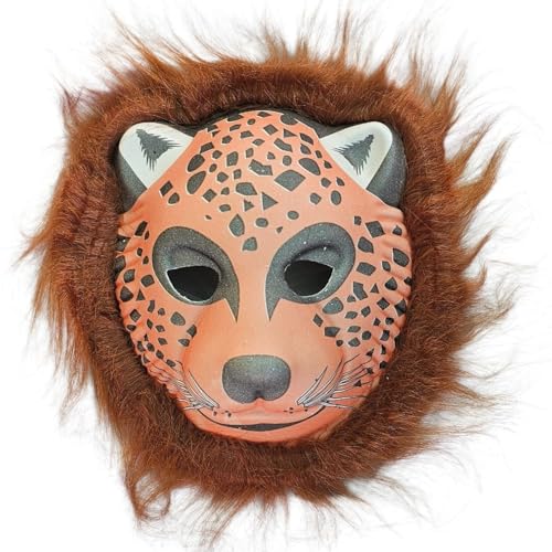 Image of PoPo Toys Animal Cheetah Face Mask for Kids | Party Supplies for an Animal Themed Halloween /Holi | Pack of 1 (Any One Assorted Color