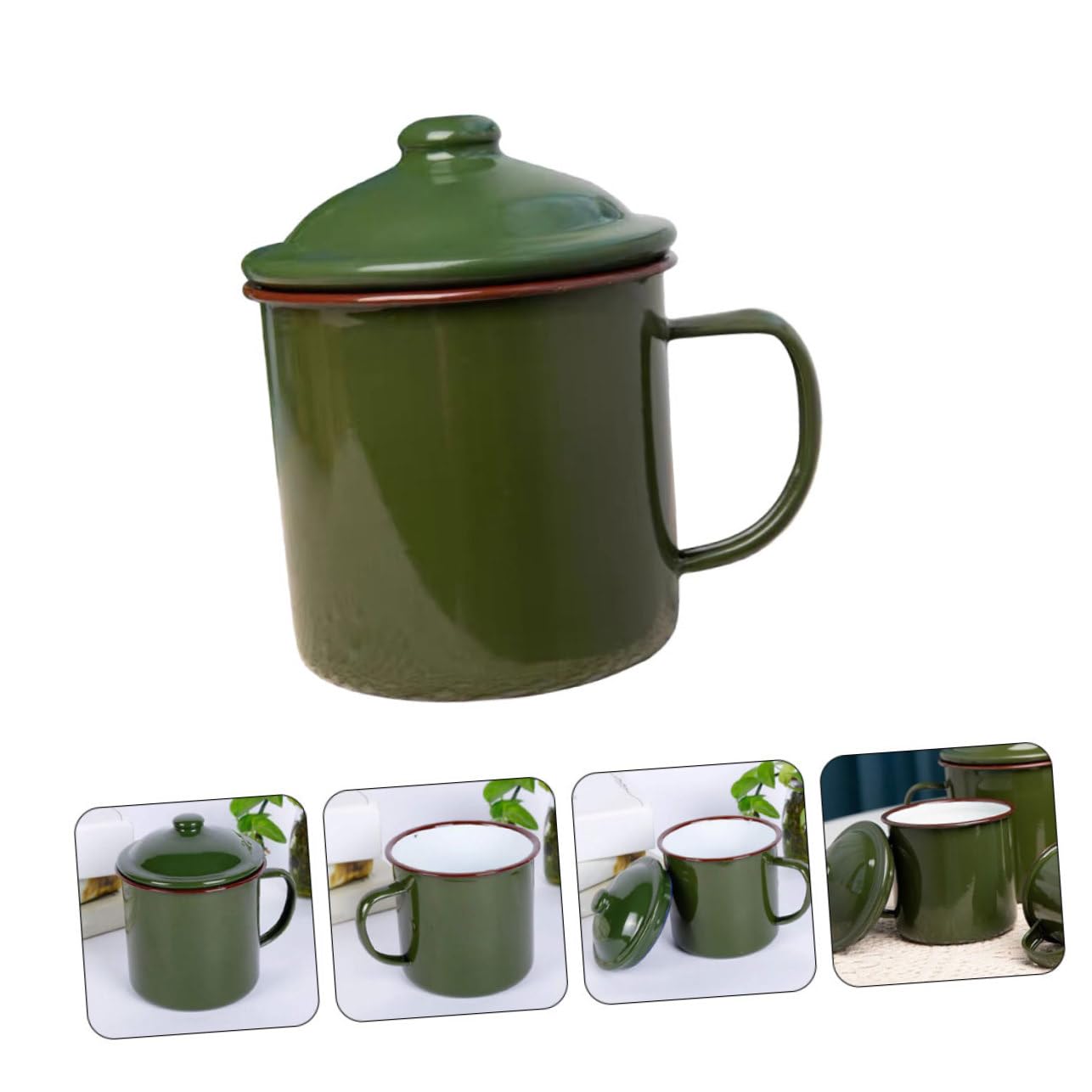 COLLBATH Grüne Vintage Emaille Kaffeetasse, Klassisch Nostalgisch