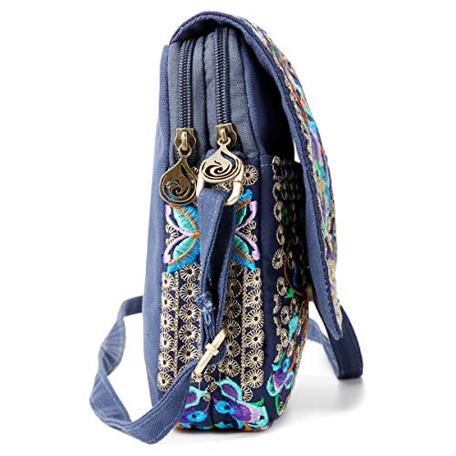 Image of SILKAREA Embroidered Cute Mini Crossbody Bag for Women Small Handbags Wristlet Wallet Bag Cell-phone Pouch Coin Purse