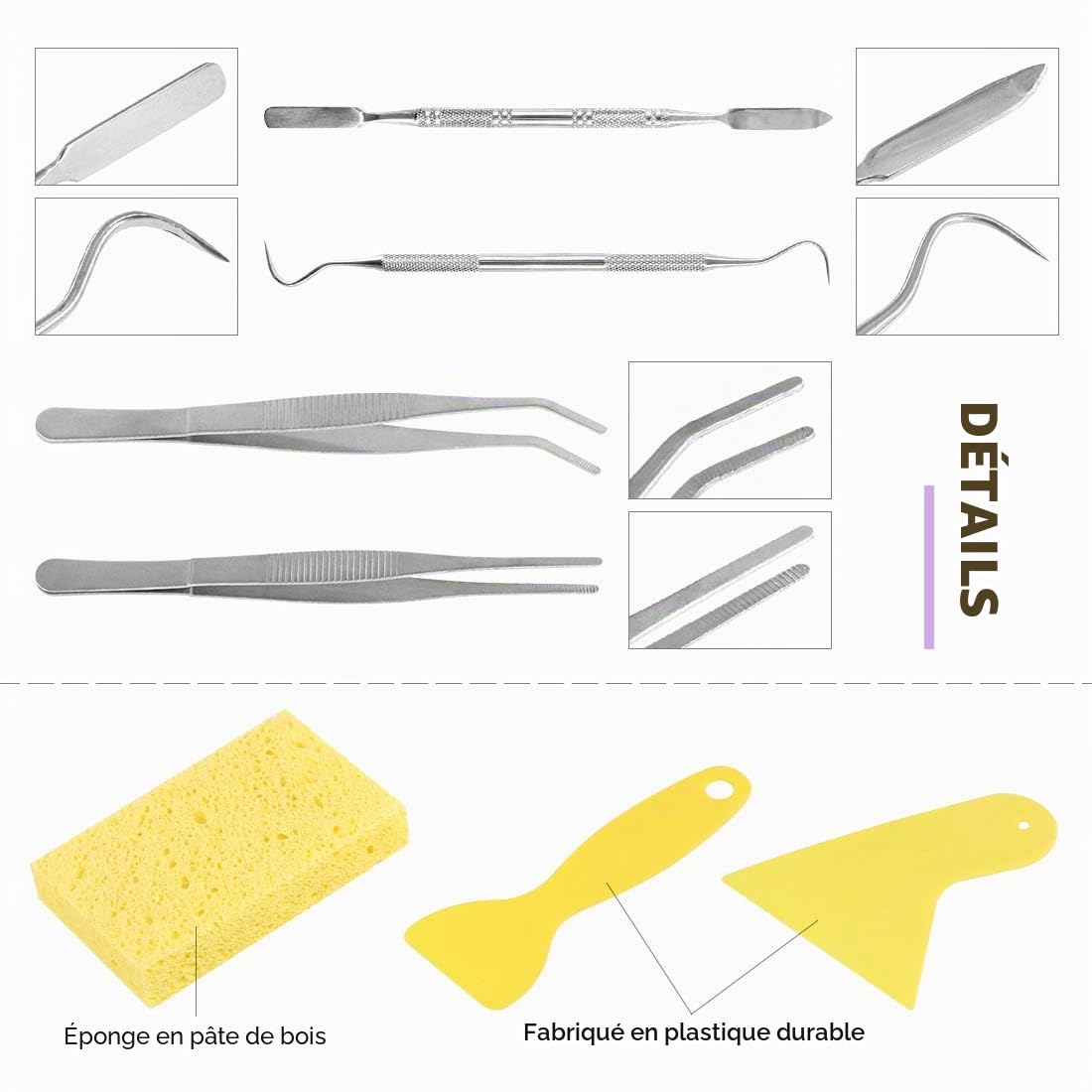 Swpeet Kit de 8 outils pour mosaïque, comprenant une pince coupe-mosaïque en verre très résistante, une pince coupante à roulettes, 2 grattoirs, 2 pinces à épiler, 1 crochet à double extrémité