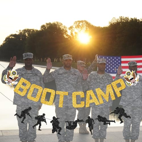 Image of Boot Camp Banner, Army Party Decorations, Army Banner, Army Decorations for Birthday Party