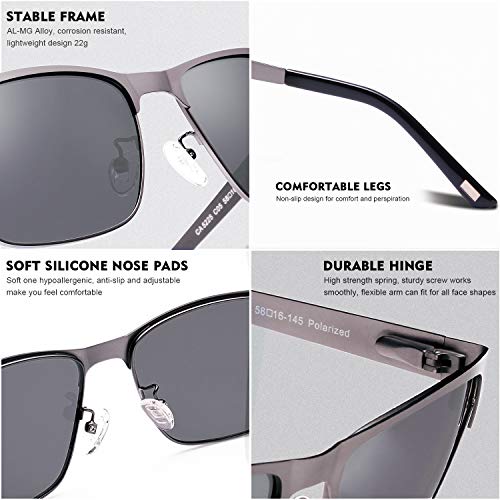 Image of CARFIA Metal Mens Sunglasses Polarized UV400 Protection for Driving Fishing Hiking Golf Everyday Use CA5225
