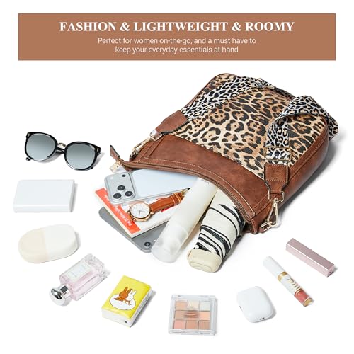 Image of Leather Crossbody Purse for Women Crossbody Bag for Daily Travel | Trendy Vegan Leather Medium Crossbody Purse with Adjustable Strap Women's Hobo Shoulder Handbags for Work