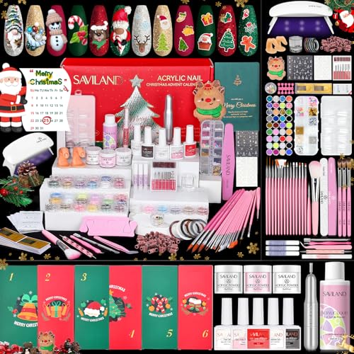 SAVILAND Acrylic Nail Kit Christmas Advent Calendars: Premium Acrylic Nail