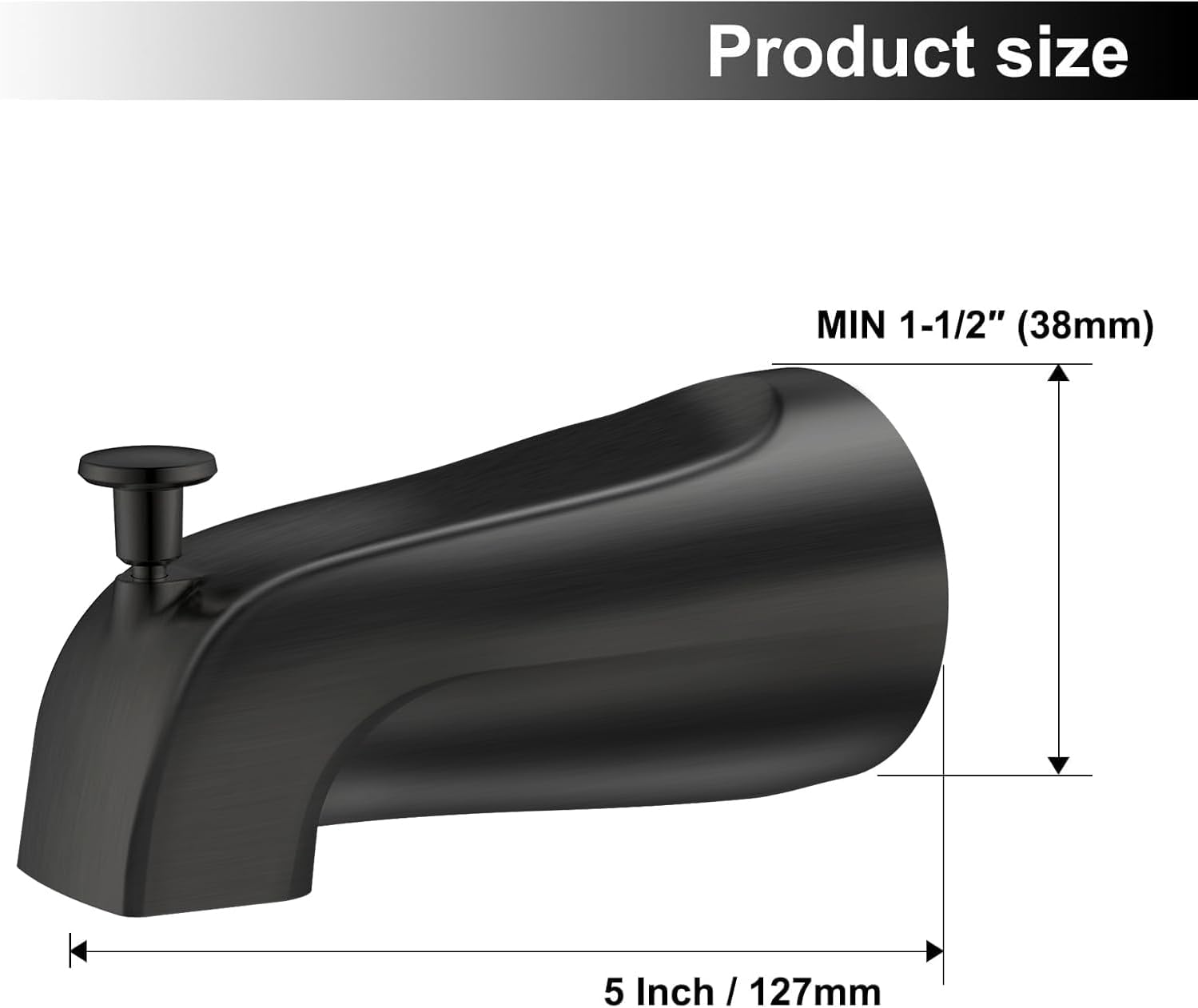 Oil Rubbed Bronze Tub Spout with Diverter, Slip-On 5 Inch Bathtub Faucet Replacement, Easy Install Shower Diverter Spout for Bathroom