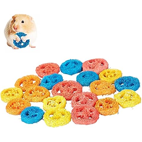 Dong Huang 20Pcs Bunny Chew Toys for Rabbit Pet Tooth Chew Toys, Organic Natural Loofah Chew Toys, Handmade Material Toys for Guinea Pig Hamster Rabbit Rat Cover