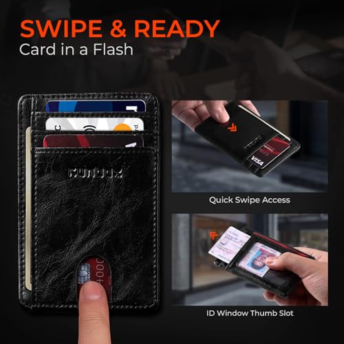 Image of RUNBOX Slim Minimalist Front Pocket RFID Blocking Leather Wallets for Men and Women Card Holder Wallets Gifts for men