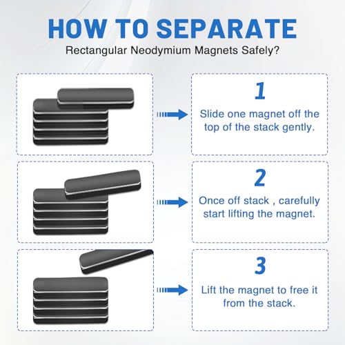 Image of MIKEDE Small Bar Neodymium Magnets, 10x5x2 mm Rectangular Rare Earth Magnets for Crafts, Heavy Duty Strong Hold for Refrigerator, Tool Storage, Whiteboard, DIY - 210 Pcs