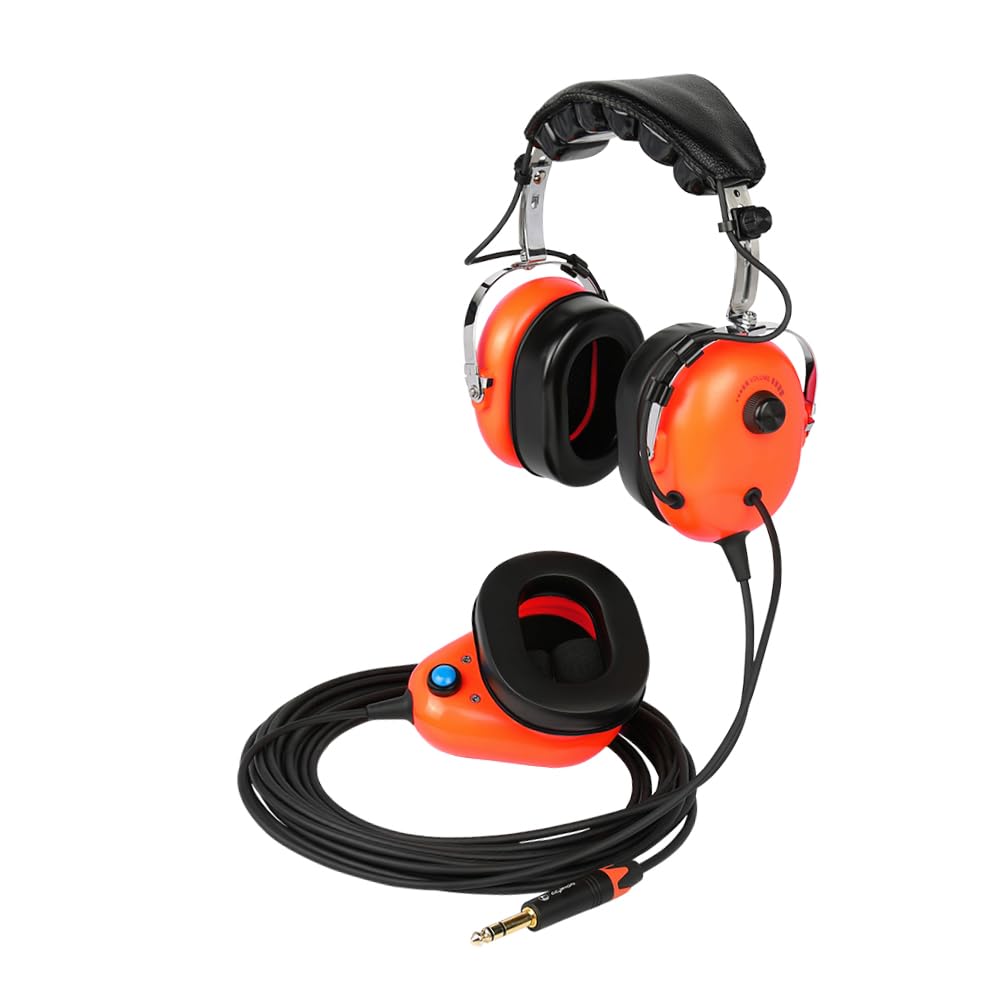 Auriculares de aviación con micrófono con cancelación de ruido, botón PTT, cómodas almohadillas para los oídos, cable recto de 25 pies con enchufe