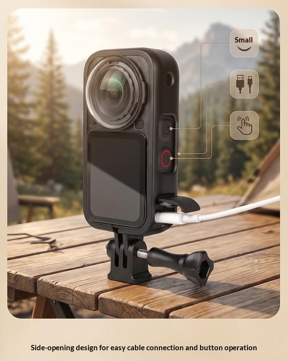 Image of Insta 360 X6 ABS Plastic Housing Cage with 1 /4 Screw Claw Mount, Open-Frame Side-Anti Drop Design, Quick Battery Swap for Insta 360 Action Camera Accessories