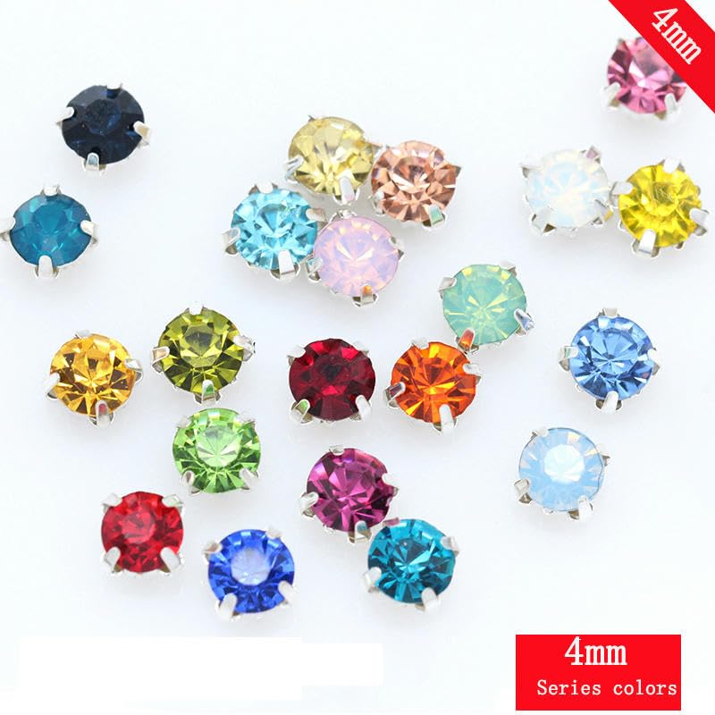 130pcs Strass da Cucire su Tessuti Cristalli di Vetro con Artigli - Pietre Flatback Diamanti per Borse, Vestiti, Scarpe