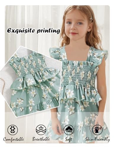 Baby Girl Dress Toddler Clothes Infant Outfits Summer Ruffle Sleeve Playwear Sundress Smock Beach Boho Dresses+Headband4