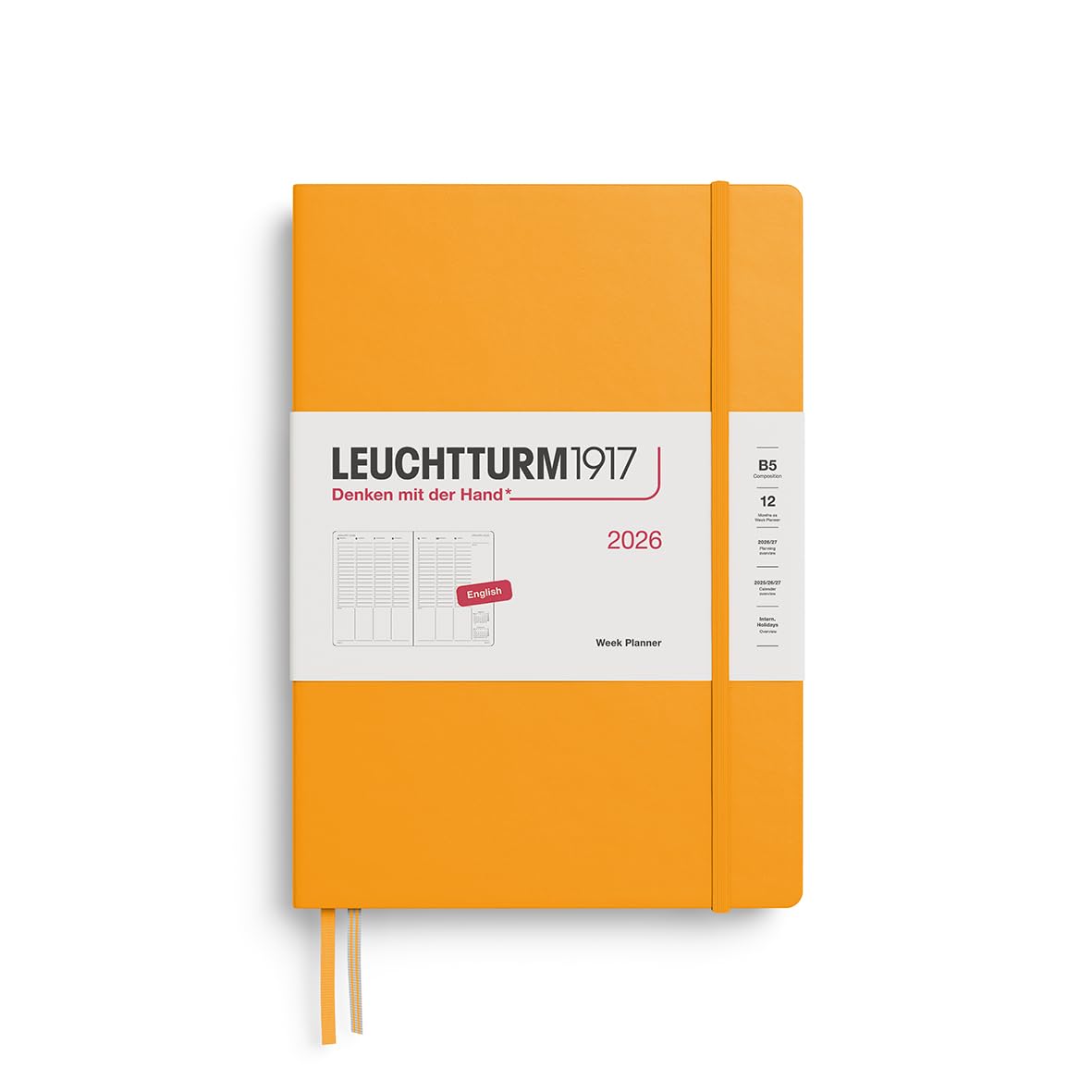 LEUCHTTURM1917 372755 Week Planner Composition (B5) 2026, 12 Months, Rising Sun, English