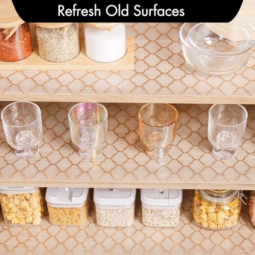 Image of Cooyes Shelf and Drawer Liners for Kitchen Cabinets, Non Adhesive Cabinet Liner, EVA Waterproof Durable Non-Slip Drawer Mats for Shelves, Fridge, Storage, Kitchen Cupboards - Modern Pattern