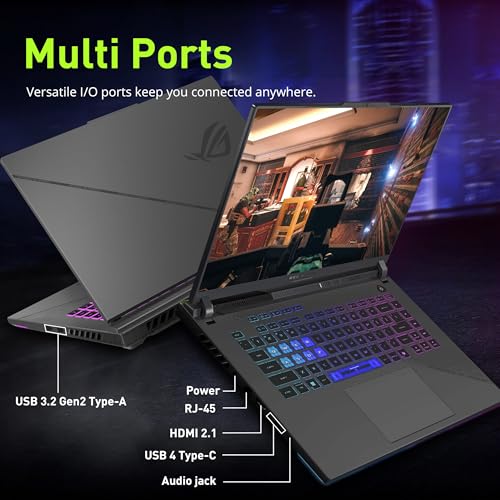 ROG Strix G16 Gaming Laptop, GeForce RTX 5070 Ti 12GB GDDR7, AMD Ryzen 9 8940HX, 32GB DDR5, SSD PCIe 2TB, tastiera retroilluminata, display WUXGA 165Hz da 16", Windows 11 Pro, grigio, set docking - Notebook - Immagine 8