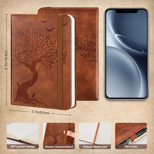 Image of A6 Pocket Notebook Lined Journal: 3 Pack Small Notebook College Ruled, Leather Mini Notebook, Small Notepad Office Supplies, Pocket Journals for Writing Travel, No Bleed Paper, 384 Pages, 3.7 inchx 5.7 inch