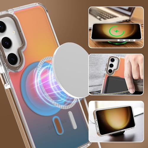 Image of Magnetic Case for Samsung Galaxy S23 Plus [Compatible with Magsafe] [Cute Fashion Fluorescent Design] [1 Screen Protector] Slim Translucent Matte Case for Galaxy S23 Plus 6.7 inch, Desert