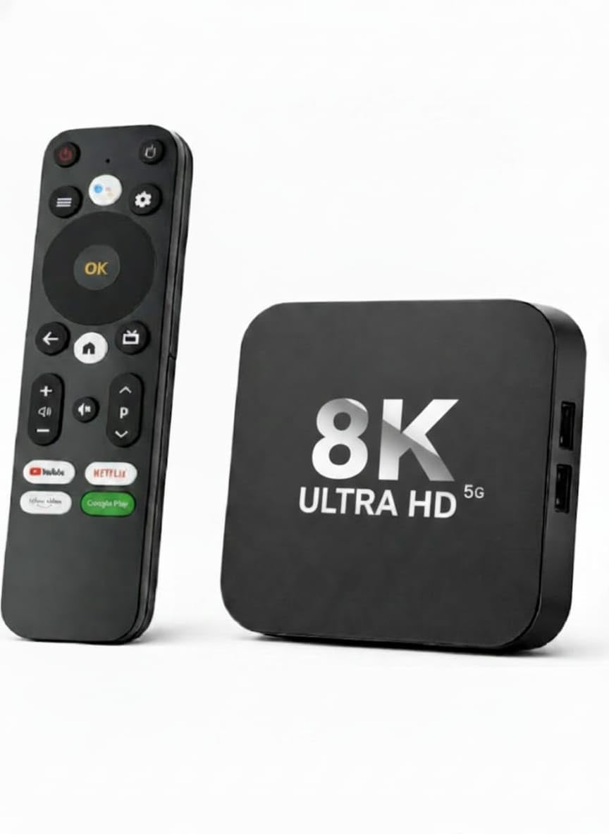8K Android TV Box 8GB RAM+128 GB ROM 5.1 Music Support Android Smart OTT Television Box (Black, HDMI Support, ABS Body USB 2) Bluetooth